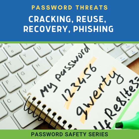 Threats to passwords: cracking, reuse, recovery, phishing